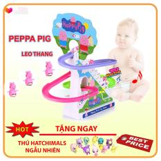 (QUÀ TẶNG HATCHIMALS ) Đồ chơi heo peppa leo thang có nhạc đèn cho bé