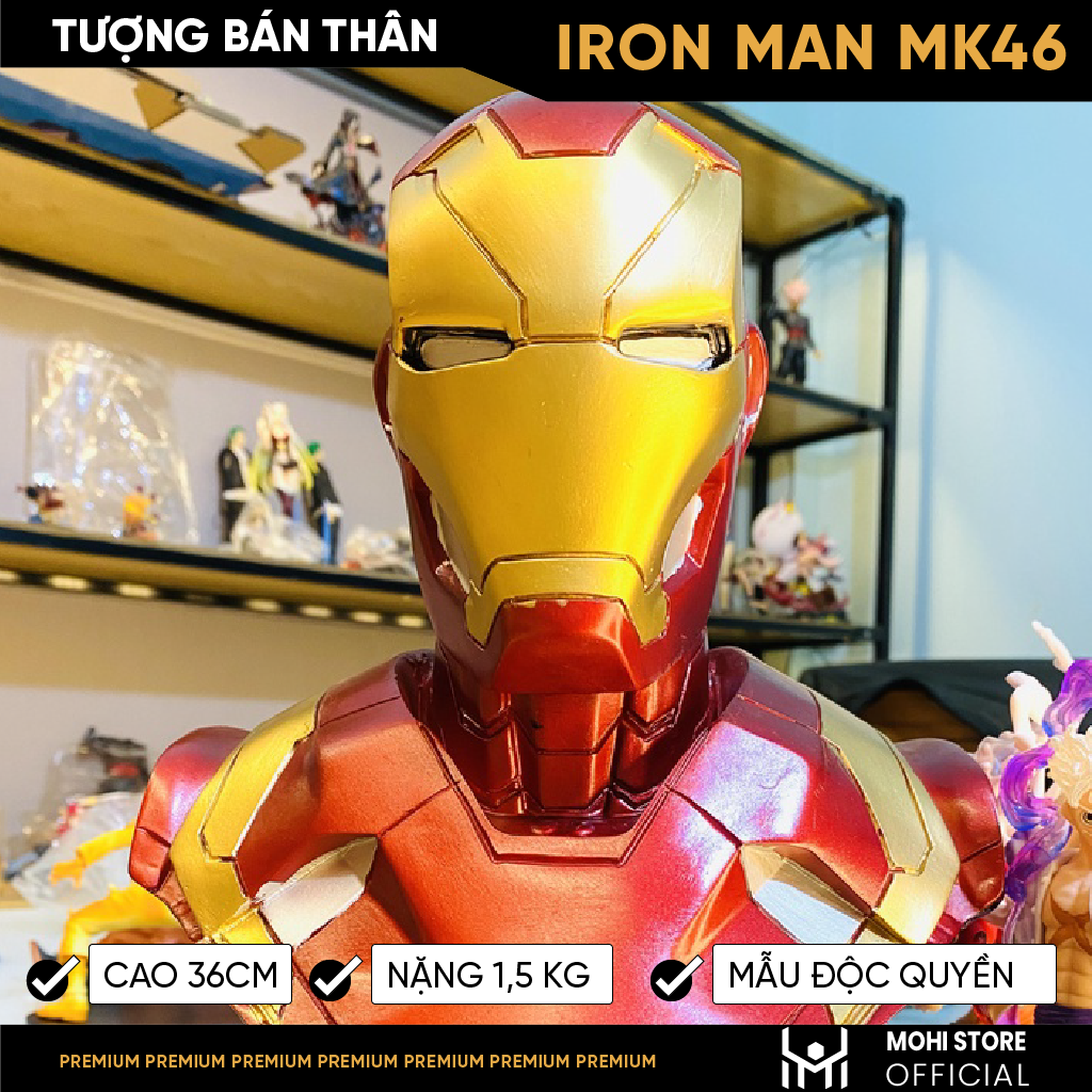 [36CM, 1.5KG] – Mô Hình Avenger Tượng tượng bán thân IronMan MK46 cao 36 cm nặng 1.5 Kg – Figure Avenger – Hộp carton