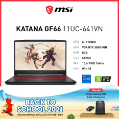 MSI Katana GF66 11UC-641VN(i7-11800H | 8GB | 512GB | VGA RTX 3050 4GB | 15.6′ FHD 144Hz | Win 10)