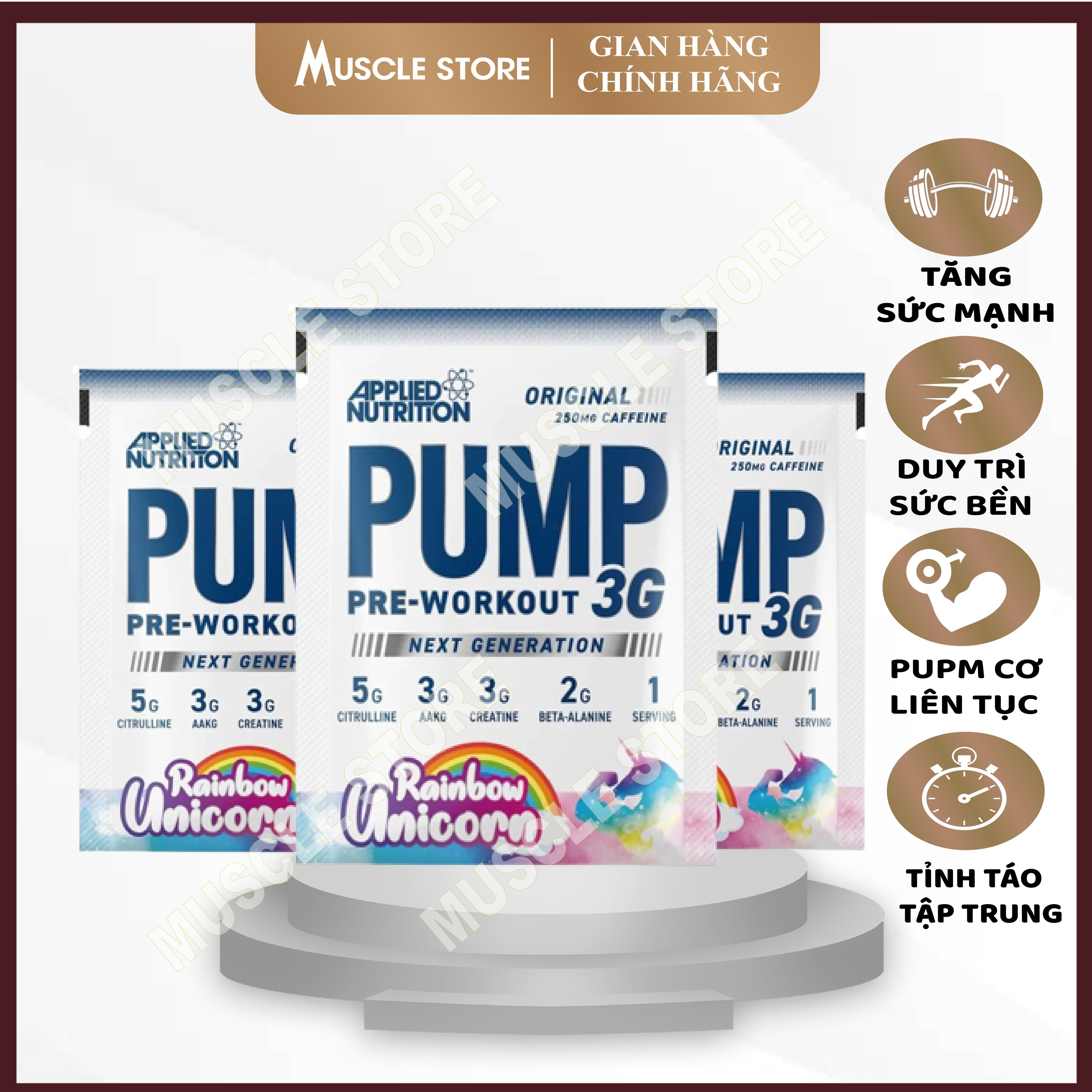 Sample PUMP 3G - Pre Workout - Applied Nutrition (1GÓI) Sản Phẩm Hỗ Trợ Tăng Sức Mạnh, Tập Trung Tỉnh...