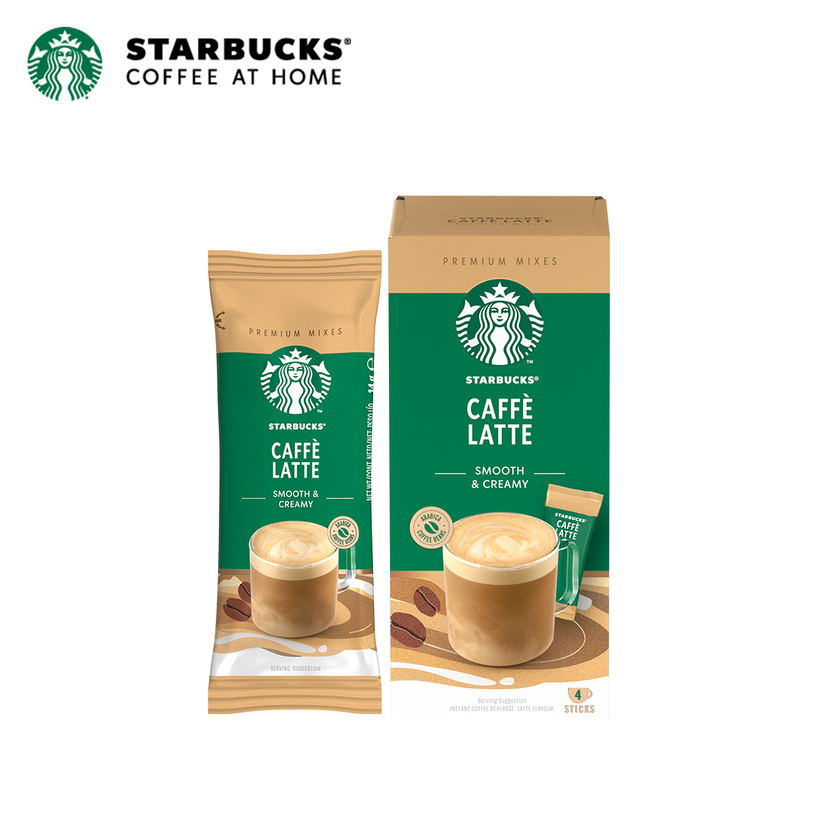 Combo 2 Hộp Cà phê hòa tan cao cấp Starbucks Caffè Latte (Hộp 4 gói x 14g)