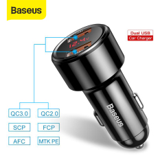 Baseus bộ̣ sạc điện thoại xe hơi 45W sạc nhanh QC 4.0 3.0 PD AFC SCP cho Xiaomi Mi 9 Redmi Note 7 Pro/ Huawei P30 – INTL