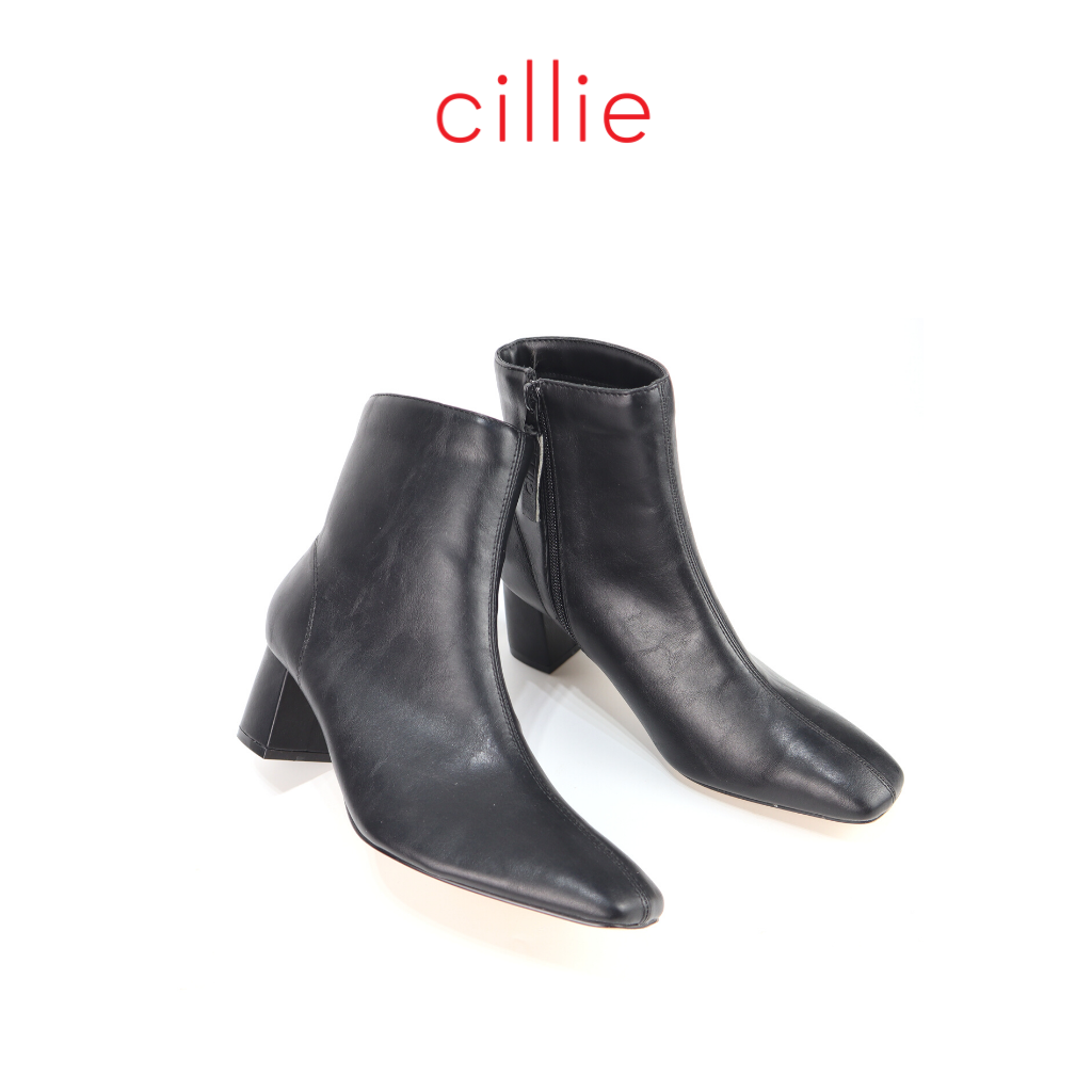 Giày boot nữ cổ thấp gót nhọn cao 8cm Cillie 1222