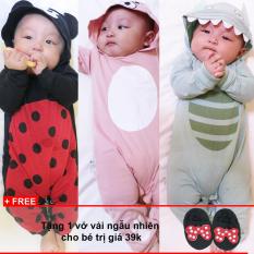 Combo 3 bộ Bodysuit dài hình thú ngộ nghĩnh cho bé trai và bé gái + Tặng kèm 1 vớ vải ngẫu nhiên cho bé – Mihababy – PBDS_CB