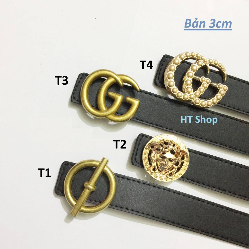 [Voucher 5%] sale Thắt lưng dây nịt nữ da cao cấp mặt hợp kim GG mạ vàng sang trọng dây...
