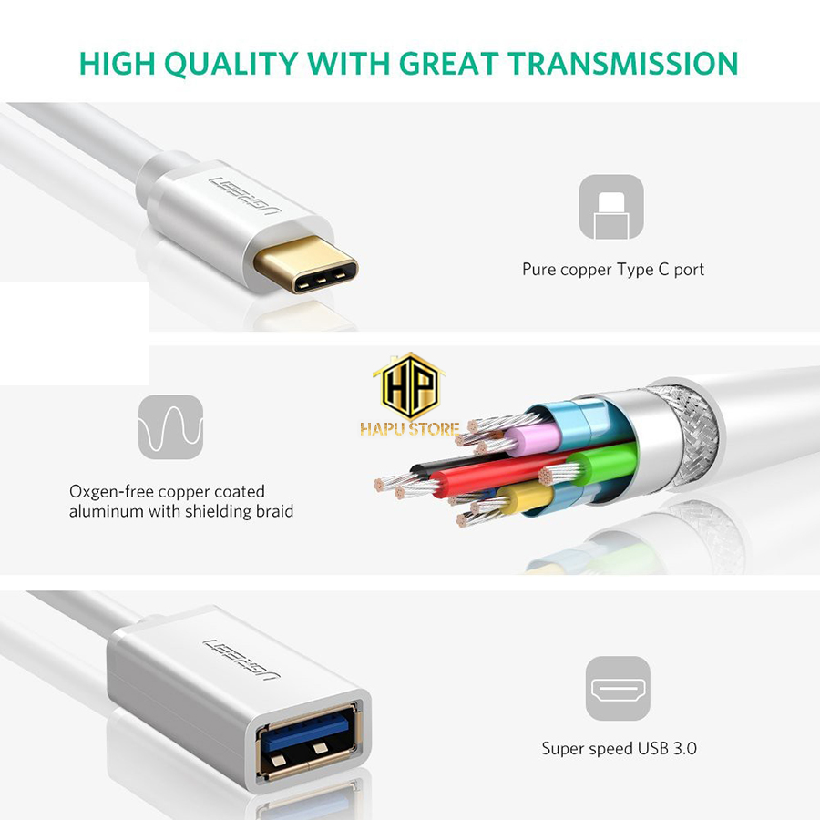 Cáp OTG USB Type C to USB 3.0 Ugreen 30702 chính hãng - Hapugroup