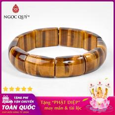 Vòng tay phong thủy đá Mắt Hổ Vàng Nâu hạt bản size hạt 21×14.5mm hợp mệnh kim, thổ – ngọc quý gemstones