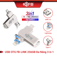 USB OTG 3.0 Dung lượng 256Gb, USB tốc độ cao chính hãng FB-Link, Dùng được cho điện thoại Android, iphone, laptop, pc