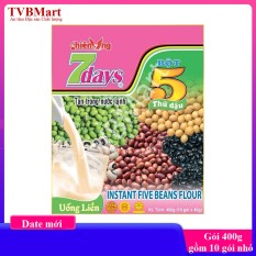 Bột 5 Thứ Đậu (XANH, NÀNH, ĐỎ, ĐEN, TRẮNG) 7Days – UỐNG LIỀN, Thiên Ưng, bịch 400g, 10 gói nhỏ – Date mới TVBMart