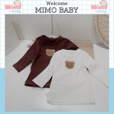 Áo cotton dài tay đính gấu thêu dễ thương cho bé QA32 Mimo Baby