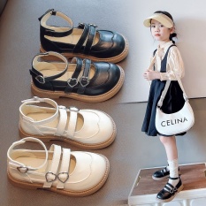 Giày Búp Bê Công Chúa Cho Bé Gái Kiểu Dáng Vintage Da Mềm Siêu Xinh Cho Bé 3 Tuổi Đến 10 Tuổi, 3 Quai Ngang Khoá Tim