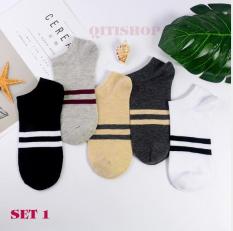 SET 5 ĐÔI Tất/Vớ Nam/Nữ Cổ Thấp Cute ⚡ Phong Cách Hàn Quốc – QT08