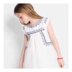 Đầm Đũi Thêu TAY Dáng Suông bé gái BabyBean