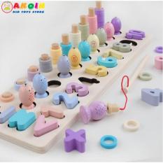 Đồ chơi bảng số gỗ cọc đếm và câu cá nam châm cao cấp cho bé