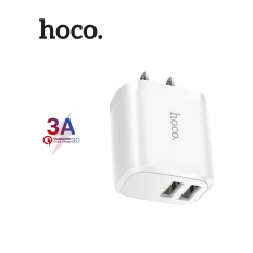 Củ sạc nhanh Hoco ME8 2 cổng USB, hỗ trợ sạc 3A, chân dẹt tương thích với nhiều thiết bị