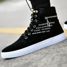 GIÀY CAO CỔ NAM GIÀY SNEAKER NAM VẢI NHUNG KHÓA KÉO ĐẾ BẰNG MÀU ĐEN – XANH THAN MÙA ĐÔNG 2020