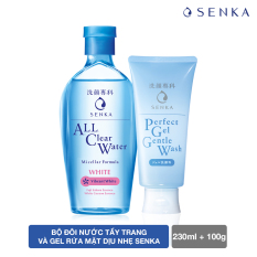 Bộ đôi nước tẩy trang và gel rửa mặt dịu nhẹ Senka