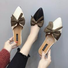GIÀY SỤC THẮT NƠ MŨI NHỌN ĐẾ CAO 3 CM DA MỀM SIÊU ĐẸP GIÀY NỮ