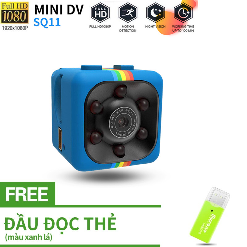 【Miễn phí Đầu đọc thẻ】Full hd 1080p Camera mini sq11 siêu nhỏ bé hành trình xe máy phượt – Camera...