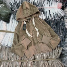 Áo khoác nữ lửng croptop TRƠN áo chất nhung tuyết phối túi Tay Phồng cao cấp V98