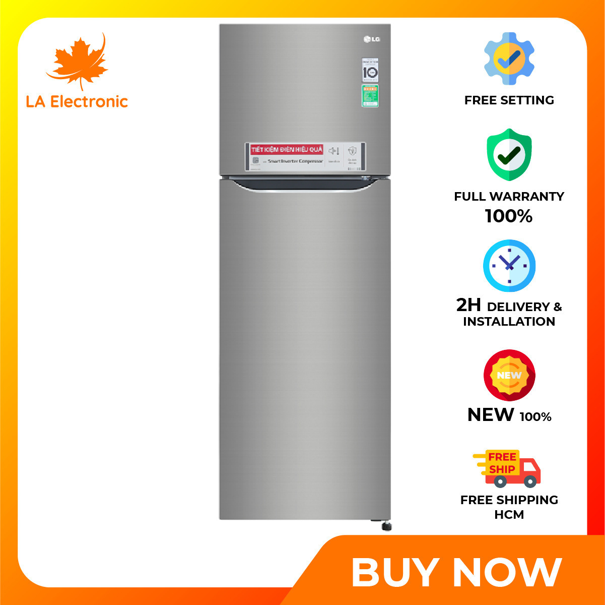 [Trả góp 0%]Installment 0% – LG Inverter 255 liter refrigerator GN-M255PS – Free shipping HCM