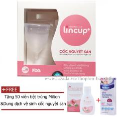 Cốc nguyệt san Lincup Lincup Plus + Tặng 50 viên tiệt trùng + Cốc tiệt trùng + Dung dịch Lincare