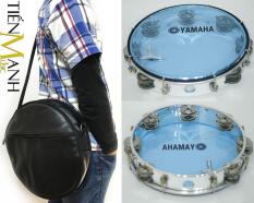 Combo Trống lắc tay và Bao đựng Lục Lạc Gõ Bo Tambourine Yamaha MT6-102B (Xanh Trong Suốt – Trống chơi nhạc chế gõ po – Xipo)