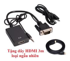 Cáp chuyển VGA sang HDMI có âm thanh + Tặng cáp HDMI 3M dẹt