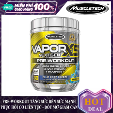 Pre-Workout tăng sức mạnh sức bền trước tập hỗ trợ giảm cân đốt mỡ Vapor X5 của MuscleTech hộp 30 lần dùng cho người tập gym và chơi thể thao – thực phẩm bổ sung