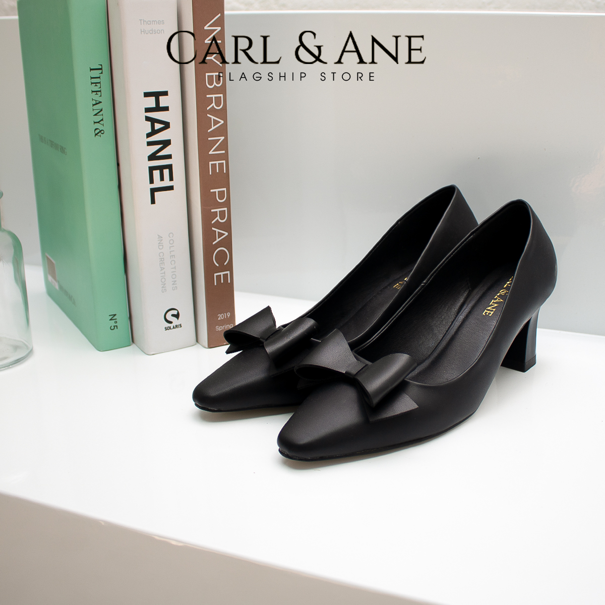 Carl & Ane - Giày cao gót bít mũi thời trang công sở màu đen _ CP011