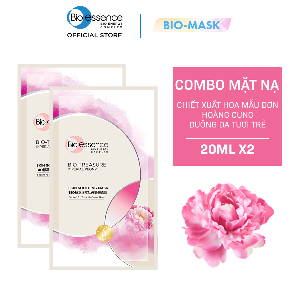 [QUÀ TẶNG] Combo 2 mặt nạ Bio-Essence Skin Soothing Mask mẫu đơn hoàng cung 20ml