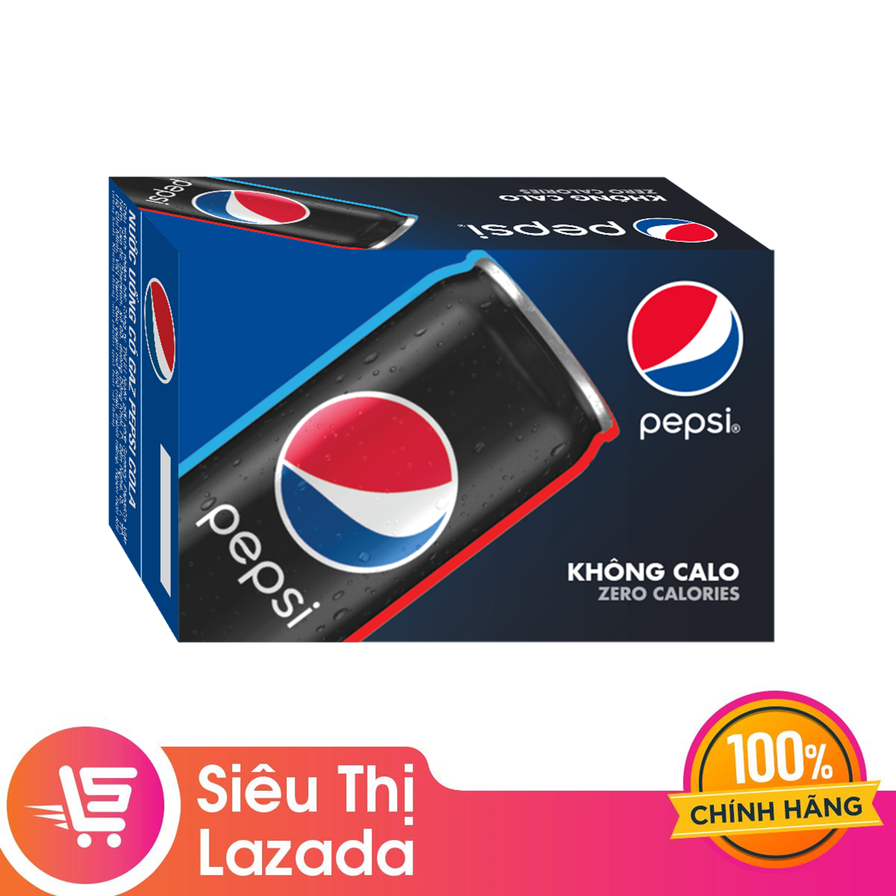 Thùng 24 Lon Nước Uống Có Gaz Pepsi Không Calo (320ml/Lon)