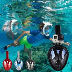 Mặt nạ lặn biển Full Face kèm ống thở ngăn nước, view 180 độ, gắn được camera hành trình, đủ size cho người lớn và trẻ em.
