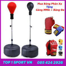 Bóng phản xạ đặc nhập Châu Âu ( không hỏng ) tặng kèm găng tay đấm bốc MMA + Băng đa boxing 3m – Bảo hành 12 tháng