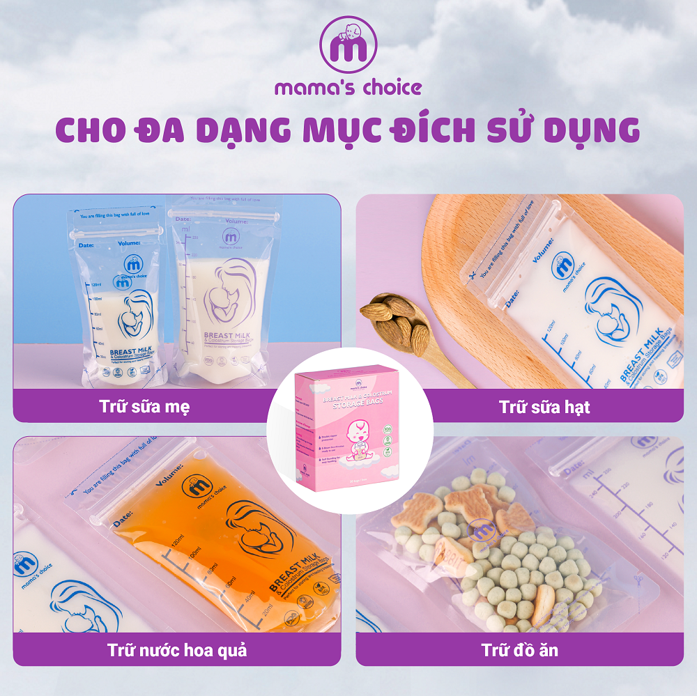 Túi trữ sữa Mama's Choice | Túi đựng sữa mẹ loại 250ml và 120ml | Kiểm định an toàn bởi...