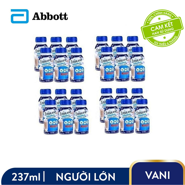 Thùng 24 chai sữa nước Ensure Vani 237ml thích hợp cho nhiều đối tượng cung cấp đầy đủ dinh dưỡng giúp hệ tiêu hóa khỏe mạnh