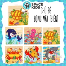 Đồ chơi gỗ thông minh Space Kids Ghép hình gỗ 3d 6 mặt nhiều chủ đề cho bé, chất liệu gỗ tự nhiên, nhiều màu sắc