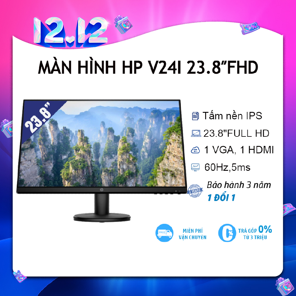 [Voucher Giảm 10% Đơn 500K] Màn hình máy tính LCD HP V24I 23.8″FHD 1920×1080/IPS/60HZ/5MS (Đen) - Hàng chính hãng new...