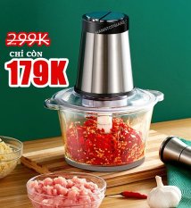 Máy Xay Thịt Cối INOX 304 + Tặng Kèm Khăn Lau Nhà Bếp, Công Suất 250W Cực Mạnh, Dung Tích Lớn Lên Đến 2L, Máy Xay Thịt Bằng INOX Không Rỉ, Nhiều Chế Độ Xay, Chống Vỡ Bền Bỉ, Máy Xay Rau Củ, Cá, Tỏi Ớt Đa Năng. BẢO HÀNH 1 NĂM