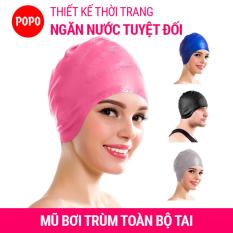 Nón bơi, Mũ bơi TRÙM TAI, chất liệu silicone đàn hồi, thiết kế thời trang cao cấp CA33 POPO Collection