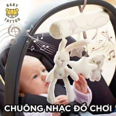 Chuông nhạc đồ chơi treo xe hoặc giường ngủ cho bé hình thỏ trắng & gấu nhỏ dễ thương