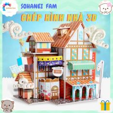 Đồ Chơi Mô Hình Lắp Ghép 3D Hình Các Tòa Nhà, Biệt Thự Xinh Xắn Bằng Giấy Foam DIY – SOHANEI FAM – Giúp Phát Triển Kỹ Năng Thực Hành, Kiên Nhẫn Và Tập Trung Cho Bé -Đồ Chơi Xếp Hình Nhà 3D