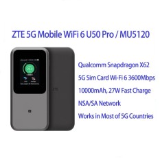 ZTE MU5120 5G Portable WiFi U50 Pro 10000mah 27W Fast Charge WiFi 6 3600Mbps Mobile Hotspot 5G Router Sim Card Slot MU5120