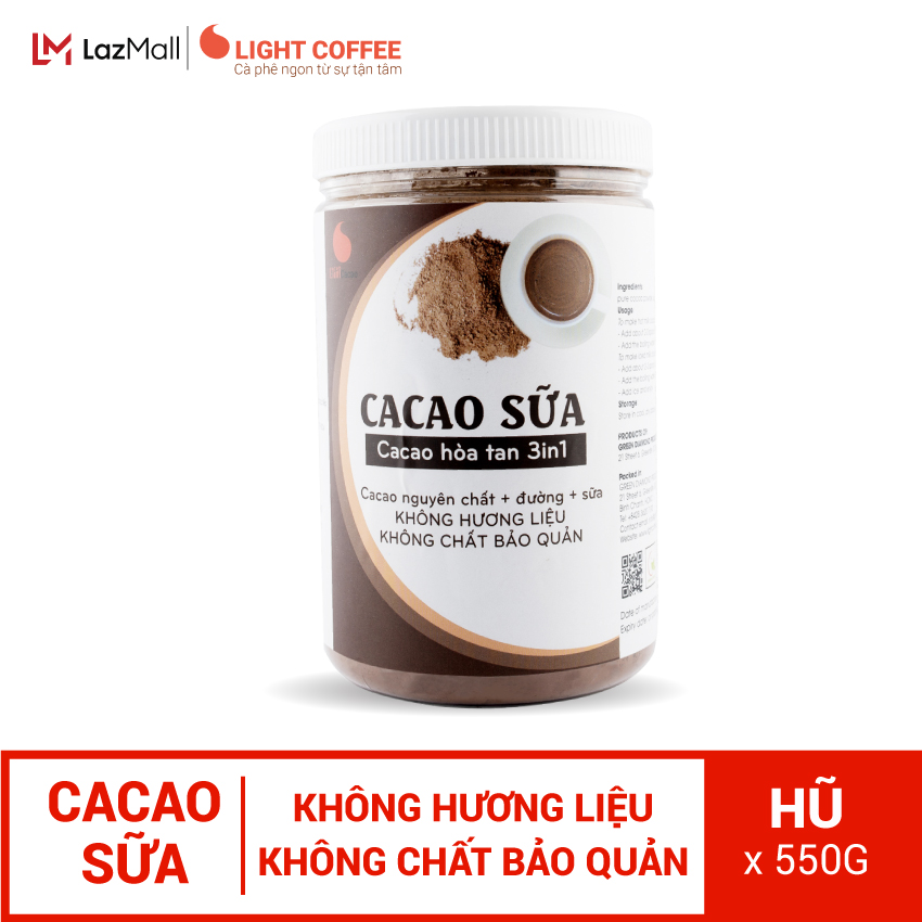 [SẢN XUẤT MỚI] Bột CACAO SỮA hòa tan 3 in 1 Light Cacao đậm đà thơm ngon,dùng pha uống liền,...