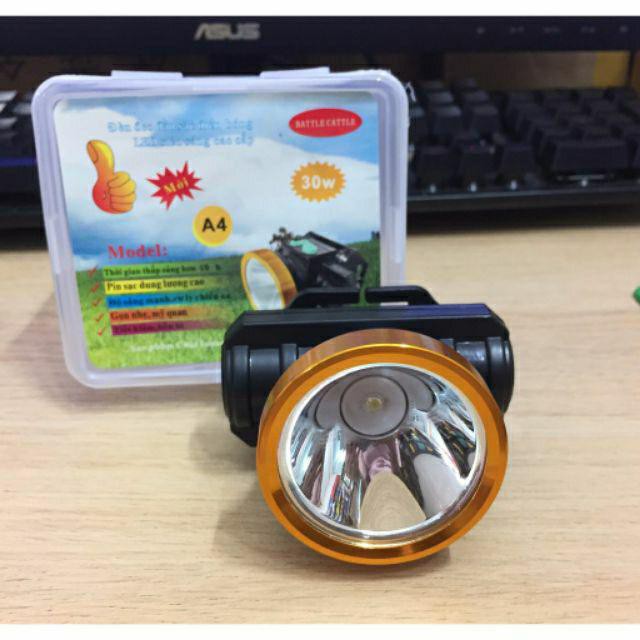 Đèn pin đội đầu A4 30w chiếu xa siêu sáng- kèm sạc và dây đeo(lᴏại 1)