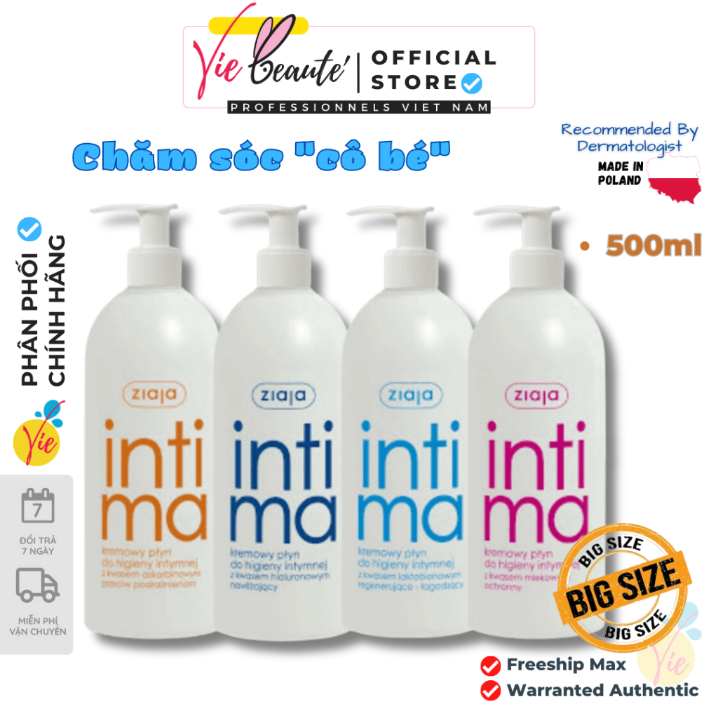 Dung Dịch Vệ Sinh Intima 500ml - Intima Ziaja Dạng Sữa Giúp Trẻ Hóa Vùng Kín