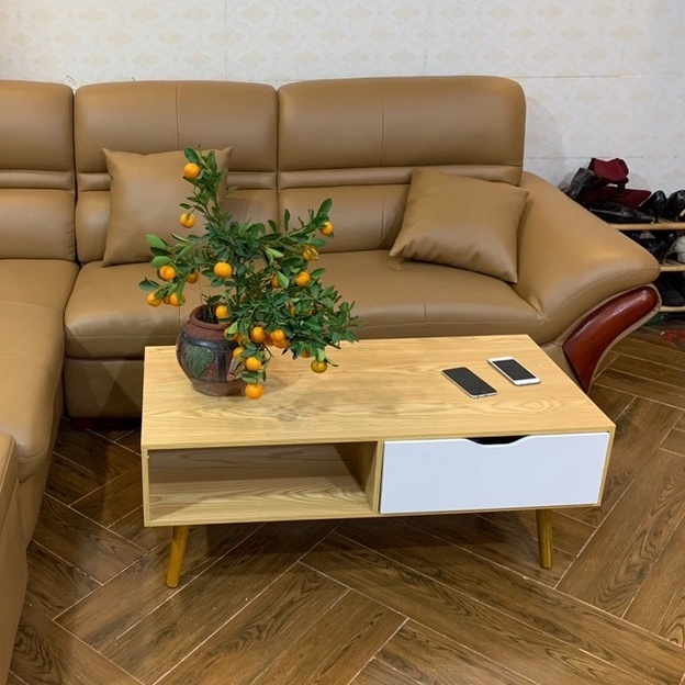 Bàn trà phòng khách hiện đại chân gỗ tự nhiên kết hợp tủ để đồ tiện lợi, bàn sofa cafe...