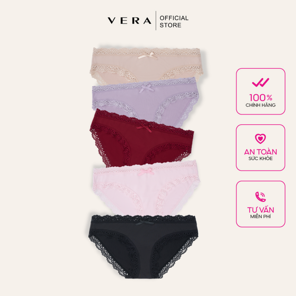 Pack 5 quần lót nữ VERA dáng bikini – 0346