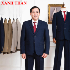 Bộ áo vest nam Trung niên VNXK Xanh than ( Gồm Áo Vest + Quần âu) dáng suông vải nhập khẩu cao cấp