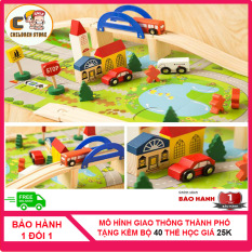 [ HÀNG CHẤT LƯỢNG]-Đồ Chơi Mô Hình Giao Thông Thành Phố CS1000 Children Store Bằng Gỗ Tự Nhiên An Toàn Cho bé, Phát Triển Tư Duy, Khả Năng Sáng Tạo [ KHUYẾN MÃI ] Tặng Kèm Bộ 40 Thẻ Học Nhận Biết Chữ Cái và Số Đếm Trị Giá 25K